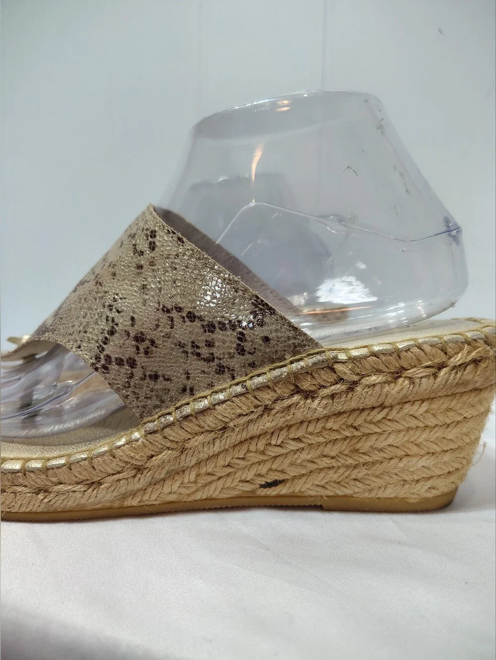 Andre Assous Metallic Snakeskin Jute Espadrille Wedge Sandals Spain Womens 39 8